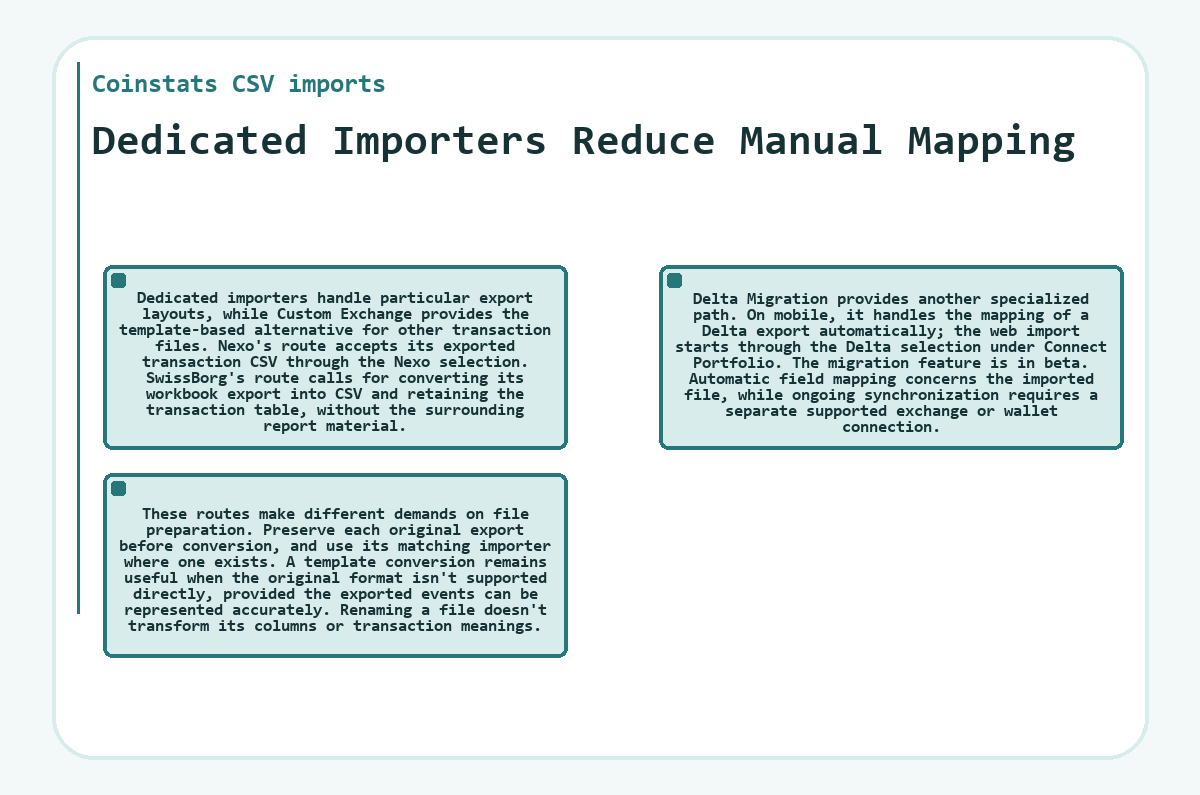 Dedicated Importers Reduce Manual Mapping (Coinstats CSV imports) - illustration
